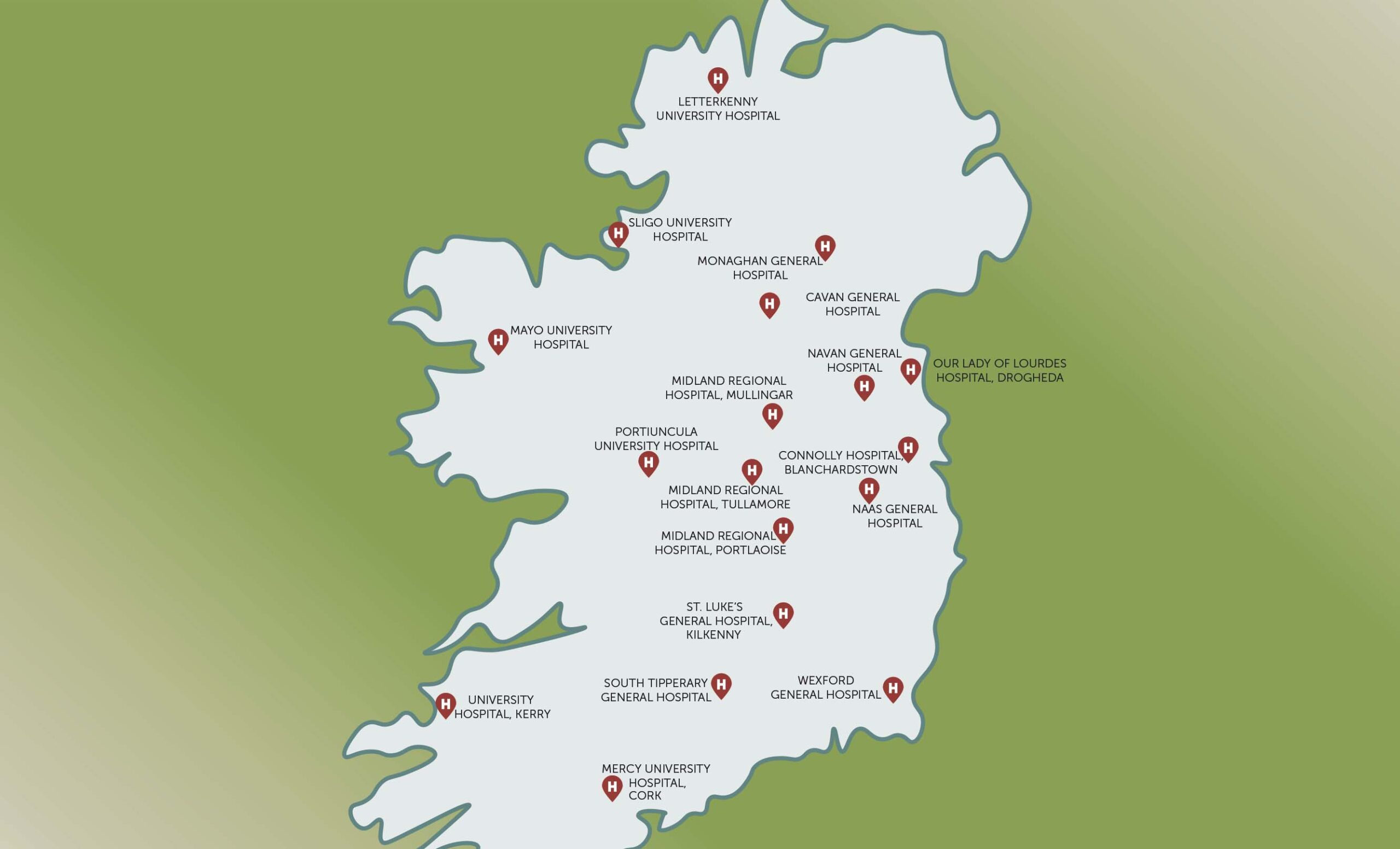 Map of model 3 hospital sites